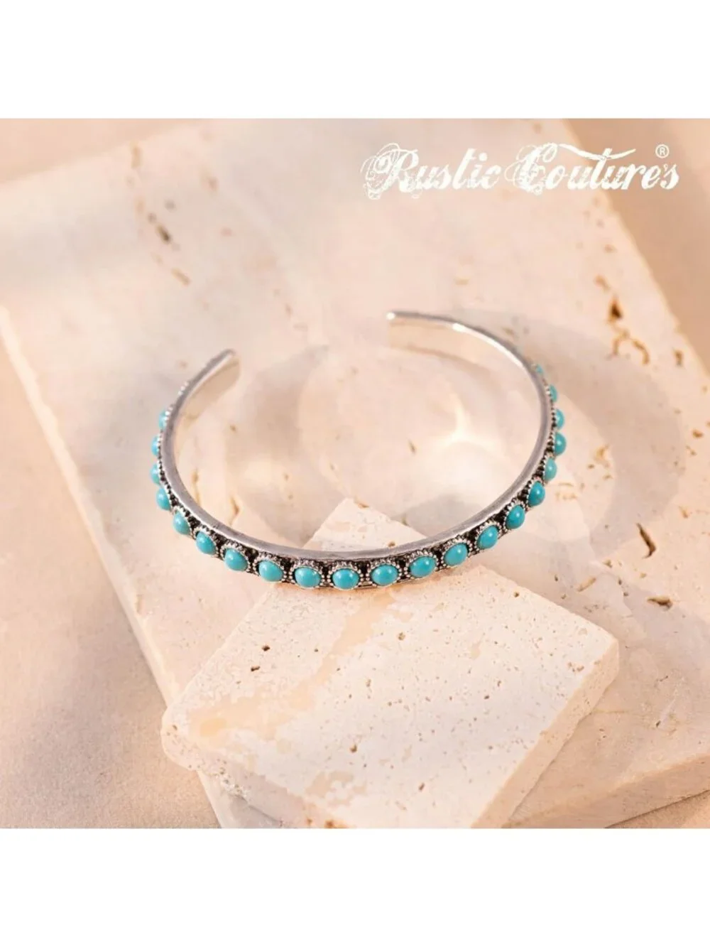 Bohemian Turquoise Cuff Bangle Bracelet for Women - Rustic Cowgirl Style Jewelry